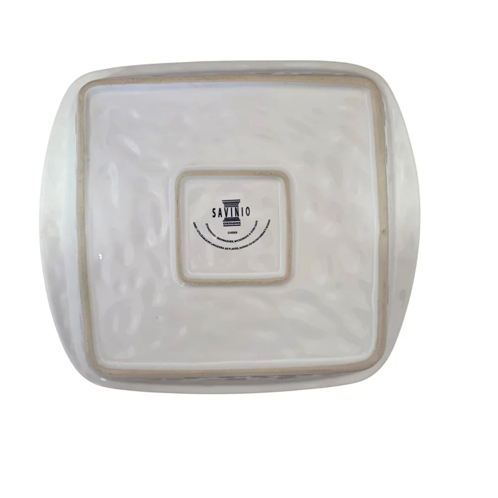 Savino Designs White Ceramic Square Baker Casserole Dish Oven Safe Serveware
